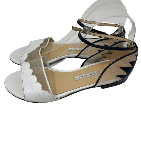 Bionda Castana leather sandals EU38 italy BoxB Color block White and blue ankle - Picture 5 of 5